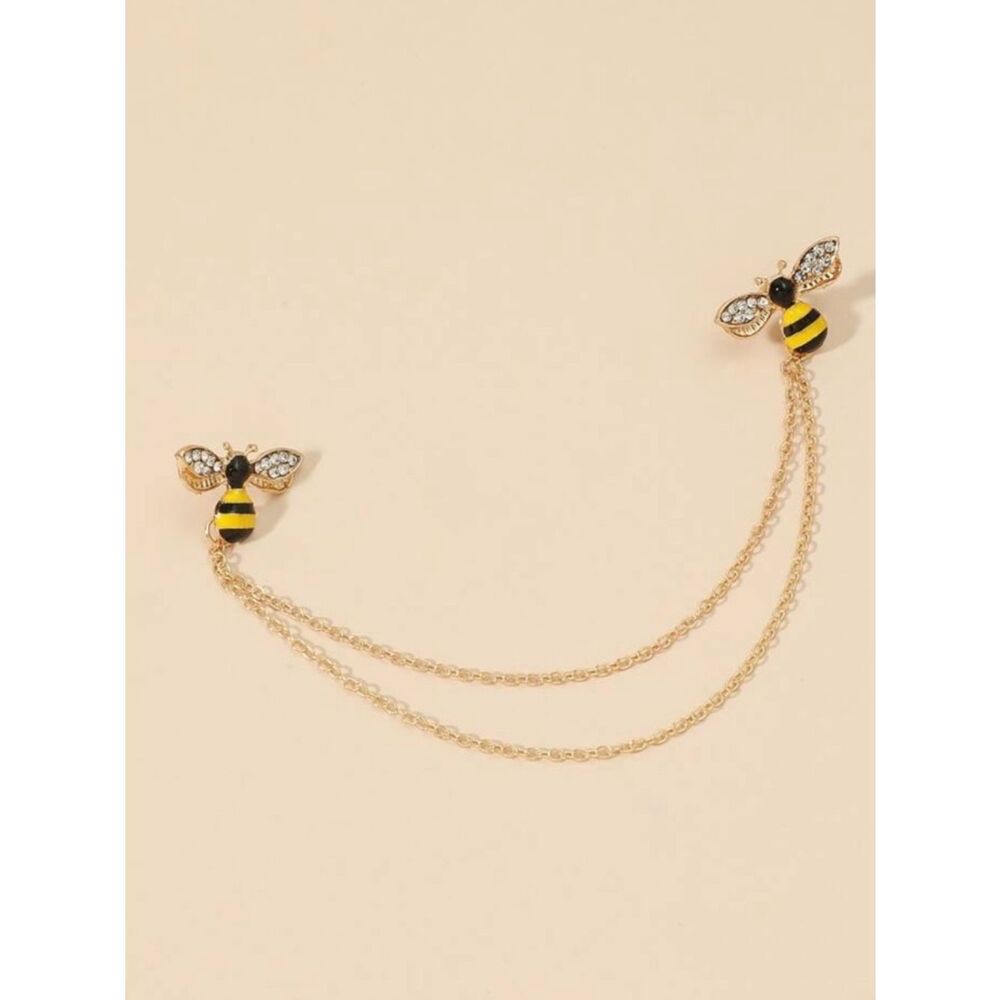 Gold Bee Collar Chain brooch M746 - Picture 2 of 2